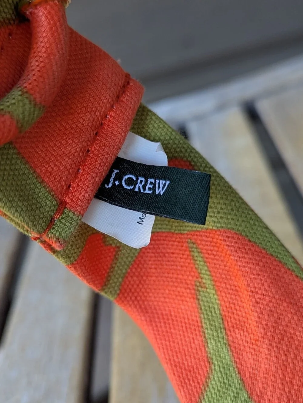 J. Crew Linen Cotton Lime Green Citrus Orange Belt Gold Tone Bamboo Buckle M/L - Picture 4 of 6